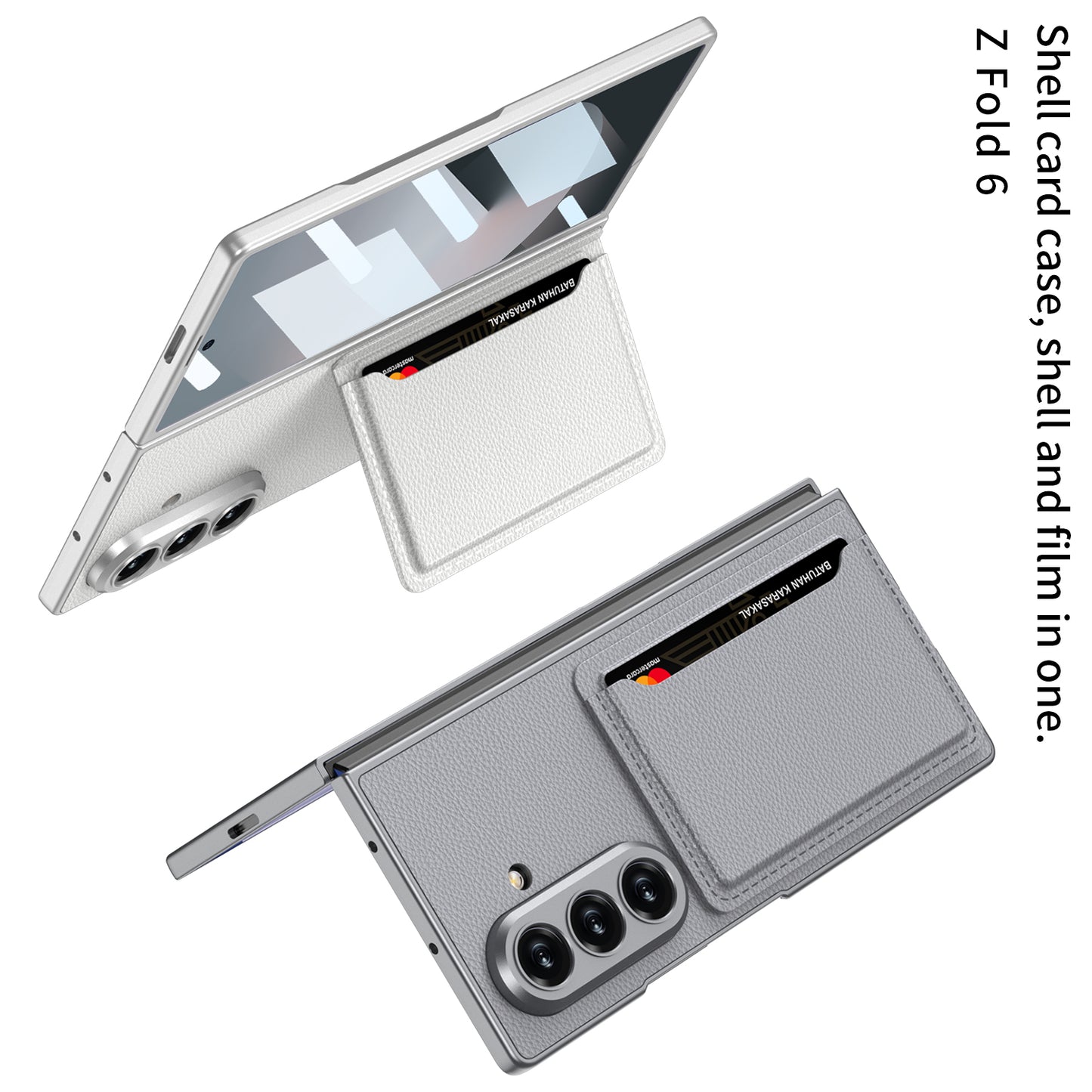 Business-style Leather Card Holderr Phone Case With Back Screen Film For Galaxy Z Fold 7/6/5