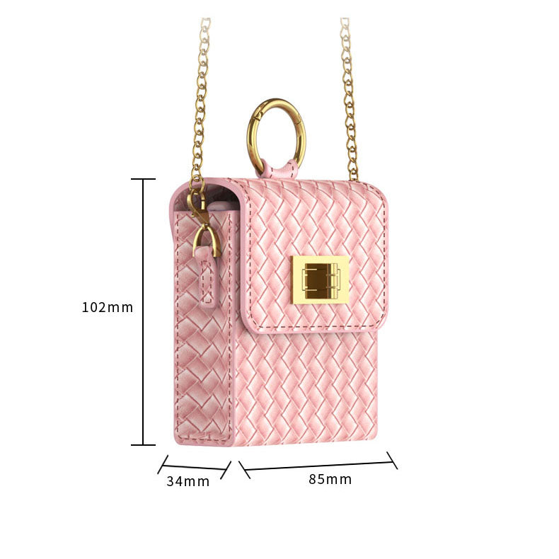 Luxury Leather Mini Phone Bag with Gold Chain For Samsung Galaxy Z Flip5 Flip4 Flip3 - Mycasety Mycasety
