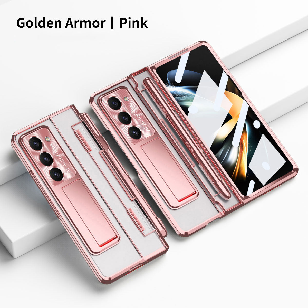 Armor Electroplated Anti-fall Protective Phone Case For Samsung Galaxy Z Fold3/4/5 With Back Screen Glass