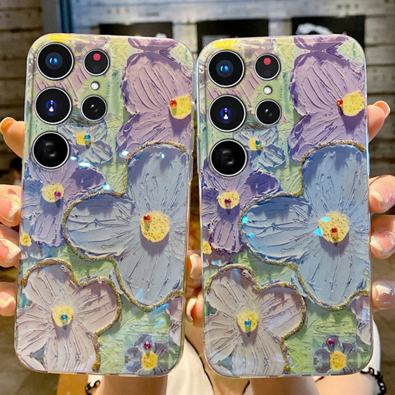 Oil Painting Flower Samsung Phone Case With Wristband & Lanyard - mycasety2023 Mycasety