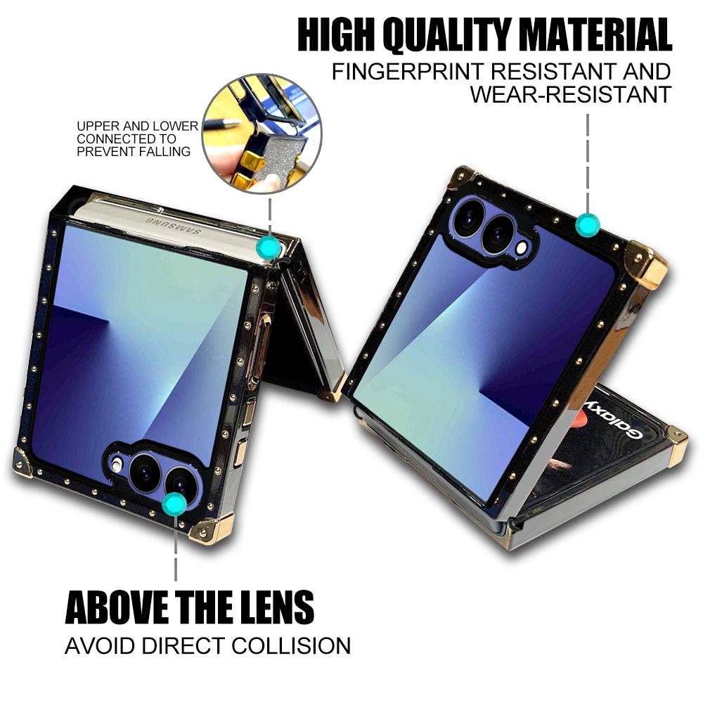 Rhinestone Trendy Phone Case With Magnetic Mirror Stand For Galaxy Z Flip 7/6/5/4