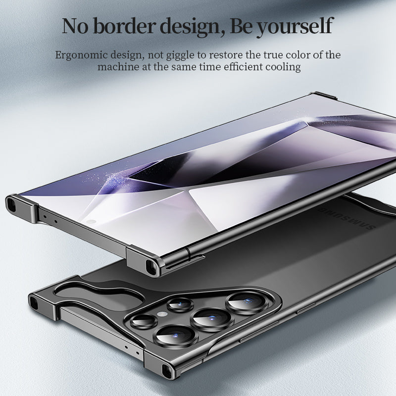 Frameless Aluminum Alloy Metal Corner Pad Anti-Fall Phone Case With Lens Protective Film For Galaxy