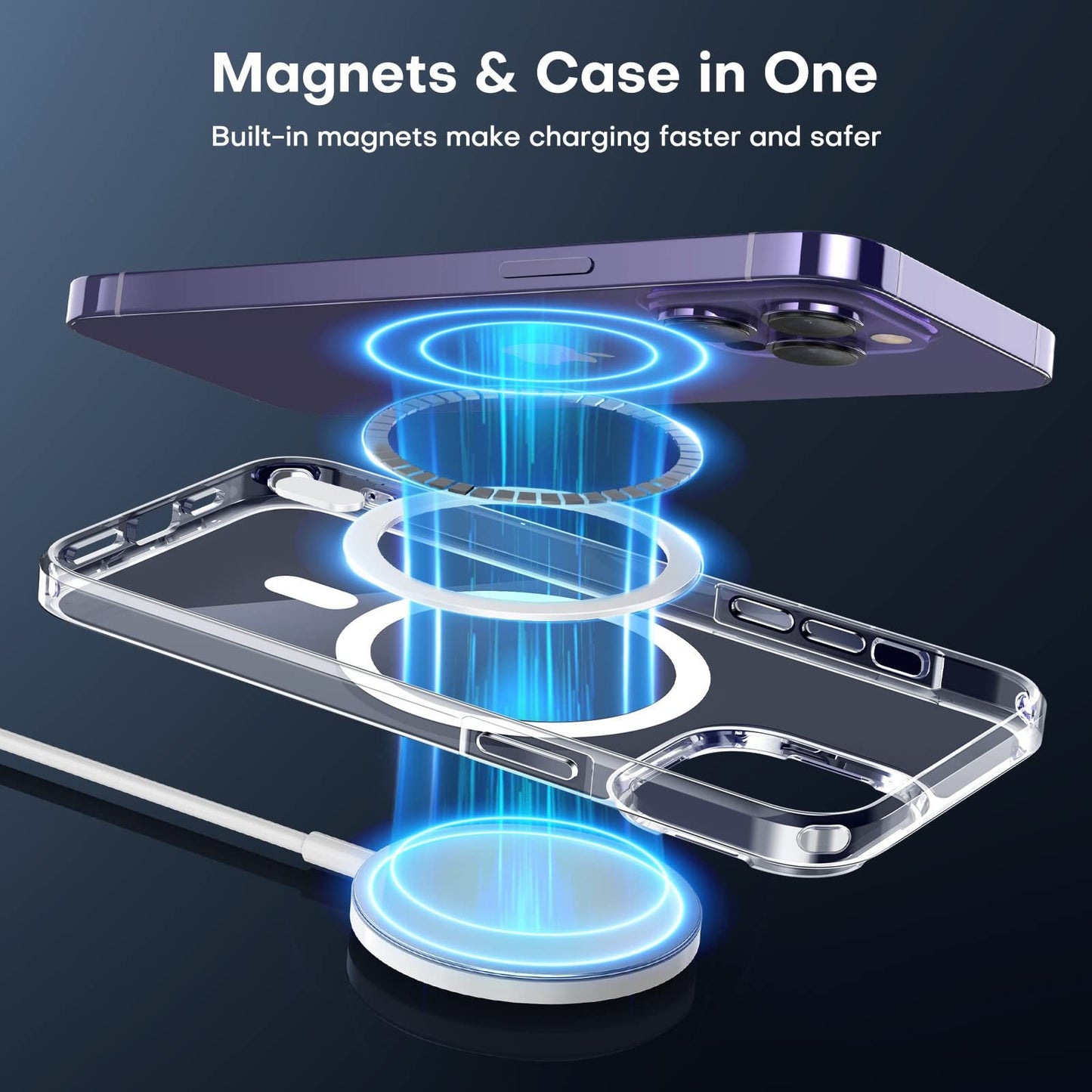 Magnetic Magsafe Clear Protective iPhone Case With Screen Protector Film & Lens Film - mycasety2023 Mycasety