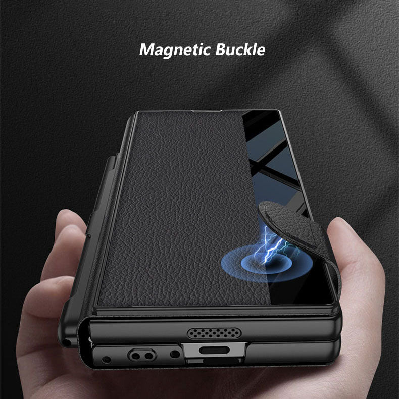 Luxurious Leather Cover Shockproof Phone Case With Screen Protector & Pen Slot For Galaxy Z Fold6