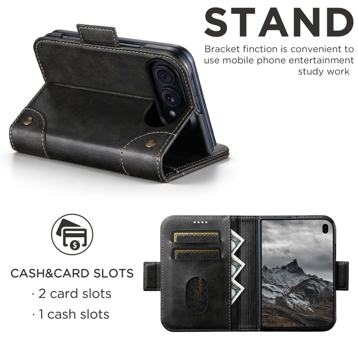 iPhone Duo | Classic Leather Wallet Case with Easy-Access Card Slots