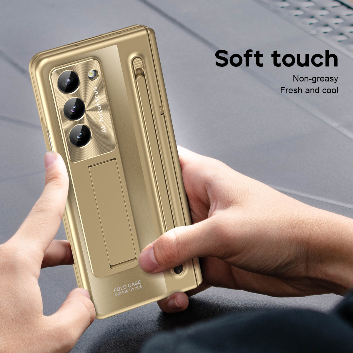 Armor Electroplated Anti-fall Protective Phone Case With Pen Tray Shell and Film For Samsung Galaxy Z Fold5 Fold4 - Mycasety Mycasety