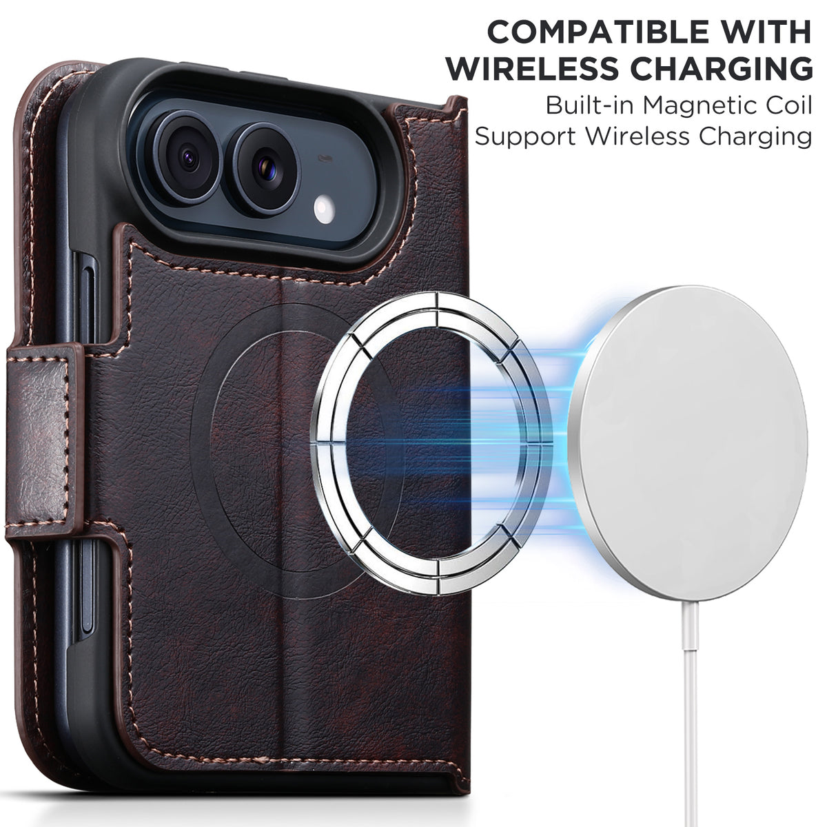 iPhone Duo | Distressed Leather Wallet Case with Card Slots & Magnetic Closure