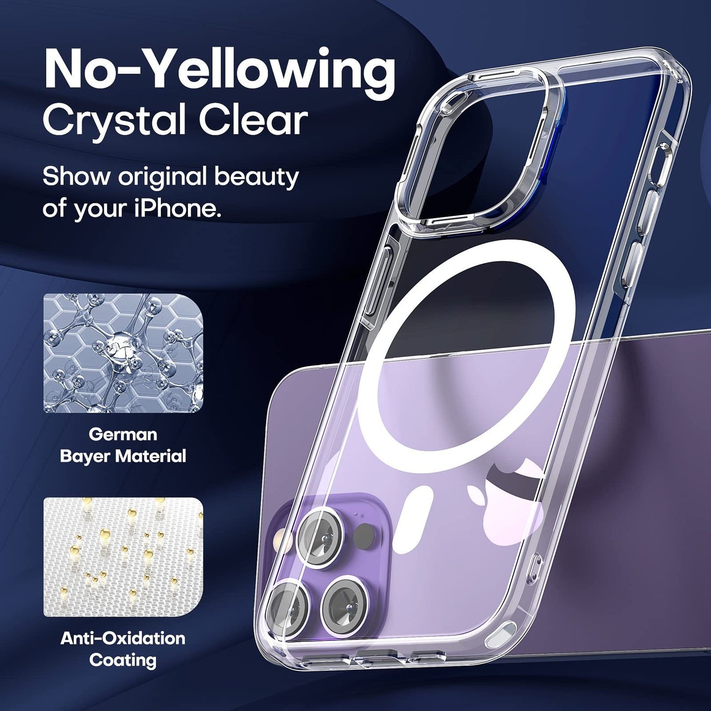 Magnetic Magsafe Clear Protective iPhone Case With Screen Protector Film & Lens Film - mycasety2023 Mycasety