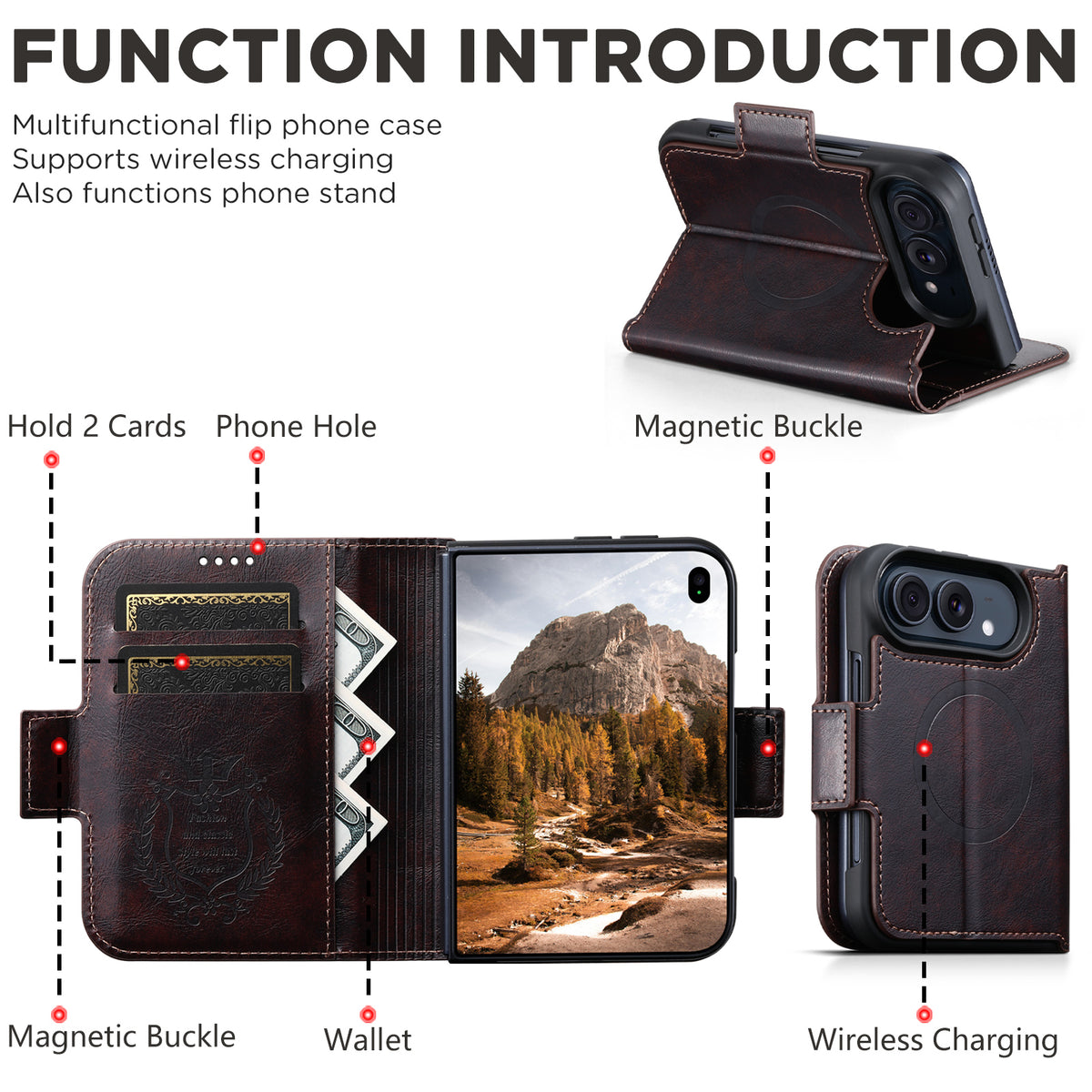 iPhone Duo | Distressed Leather Wallet Case with Card Slots & Magnetic Closure