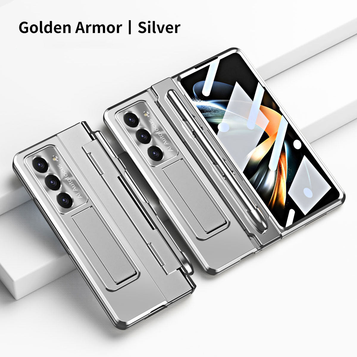Armor Electroplated Anti-fall Protective Phone Case For Samsung Galaxy Z Fold3/4/5 With Back Screen Glass - Mycasety Mycasety