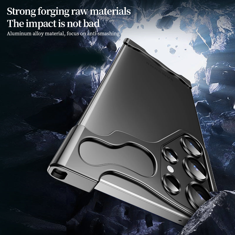 Frameless Aluminum Alloy Metal Corner Pad Anti-Fall Phone Case With Lens Protective Film For Galaxy