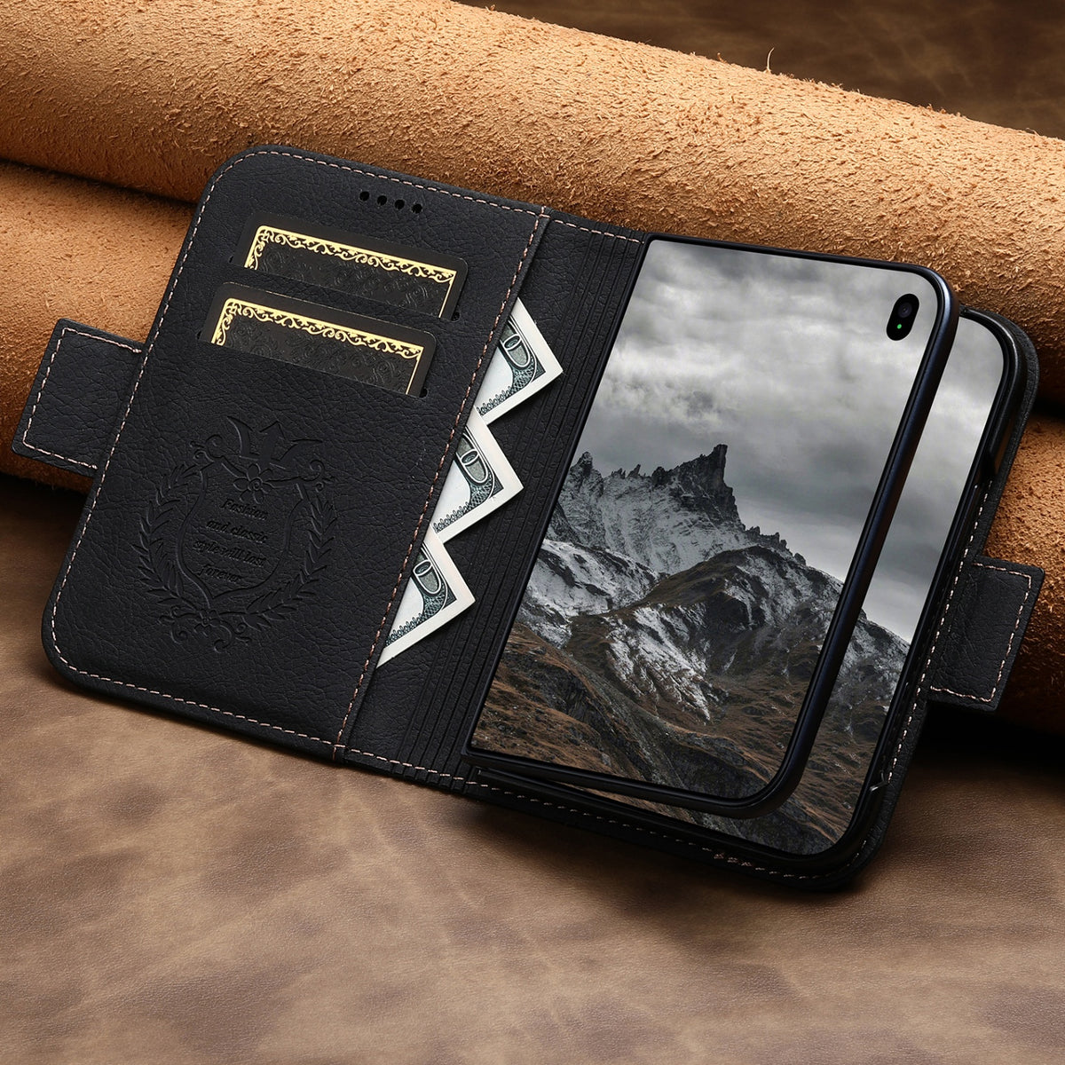 iPhone Duo | Vintage Leather Wallet Case with Card Slots & Stand