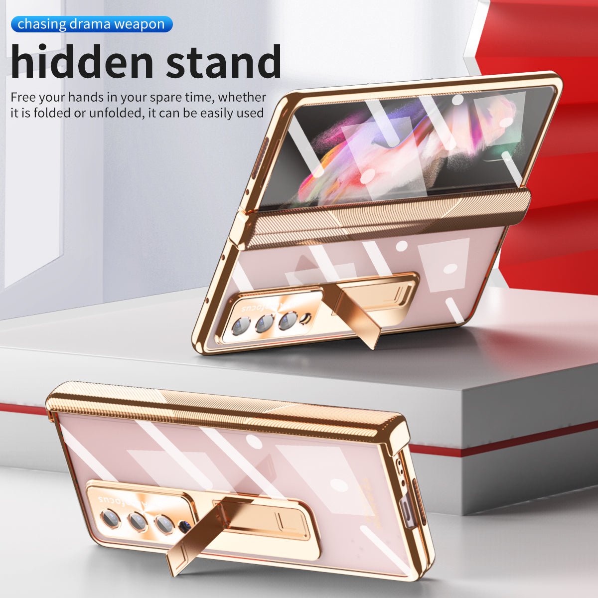 Magnetic Hinge Plating Case For Galaxy Z Fold5 Fold4 Fold3 With Double Hinge Protector - mycasety2023 Mycasety