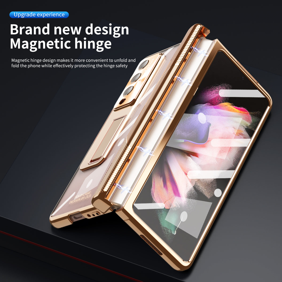 Magnetic Hinge Plating Case For Galaxy Z Fold5 Fold4 Fold3 With Double Hinge Protector - mycasety2023 Mycasety