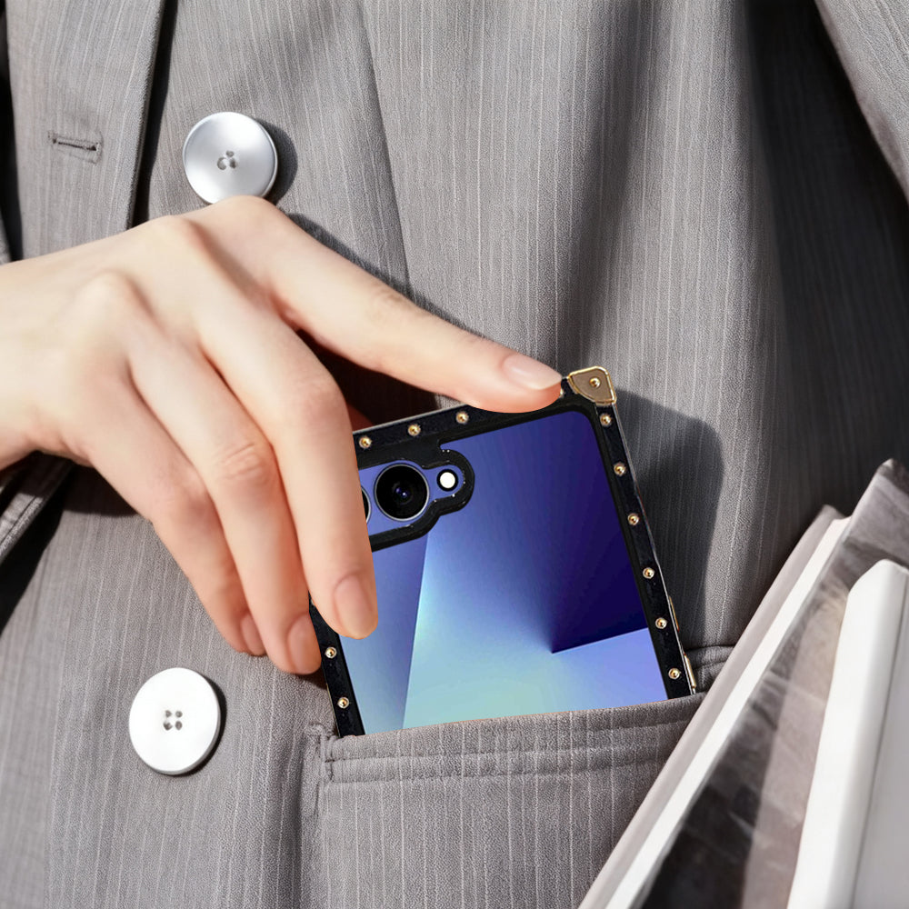 Rhinestone Trendy Phone Case With Magnetic Mirror Stand For Galaxy Z Flip 7/6/5/4