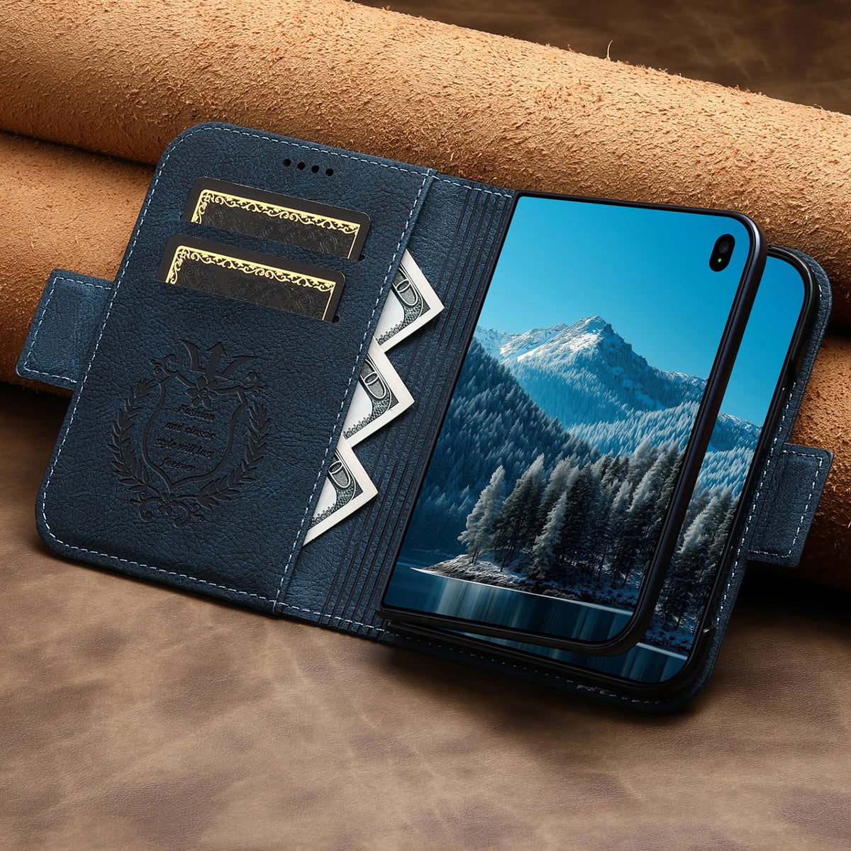 iPhone Duo | Vintage Leather Wallet Case with Card Slots & Stand