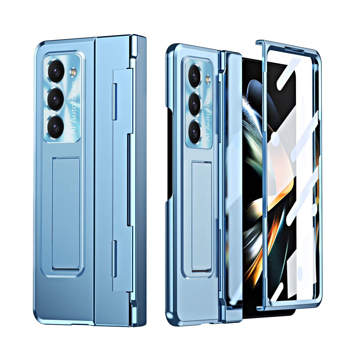 Armor Electroplated Anti-fall Protective Phone Case For Samsung Galaxy Z Fold3/4/5 With Back Screen Glass