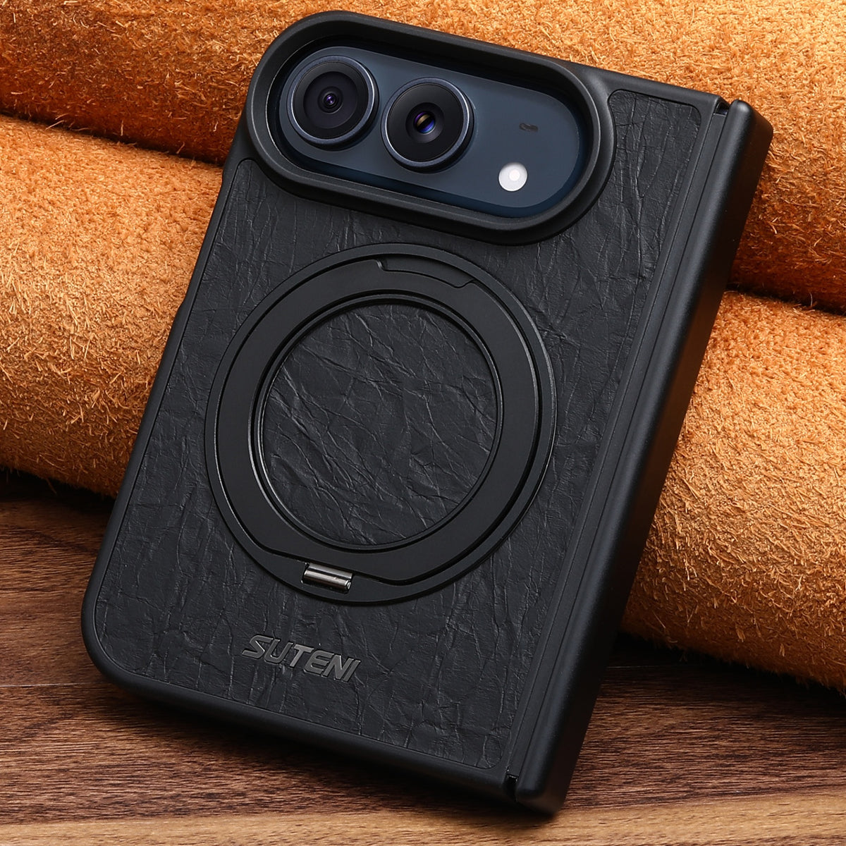 iPhone Duo | Vintage Magnetic Leather Case with Folding Ring Stand