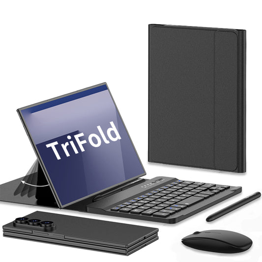 Business Keyboard Leather Cover With Bluetooth Mouse & Stylus For Galaxy Z TriFold