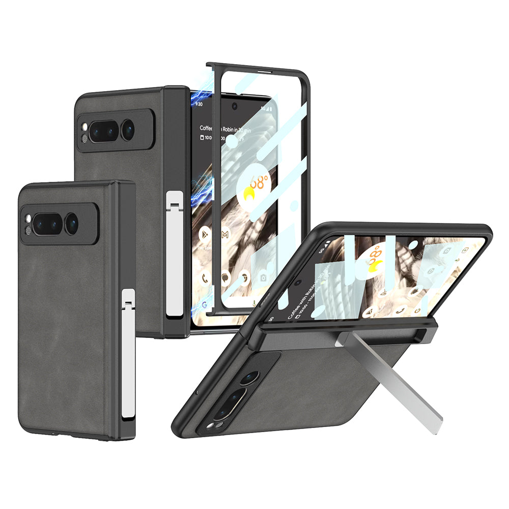 Magnetic Folding Hinge All-inclusive Leather Case With Tempered Film For Google Pixel Fold With Damped folding Bracket - mycasety2023 Mycasety