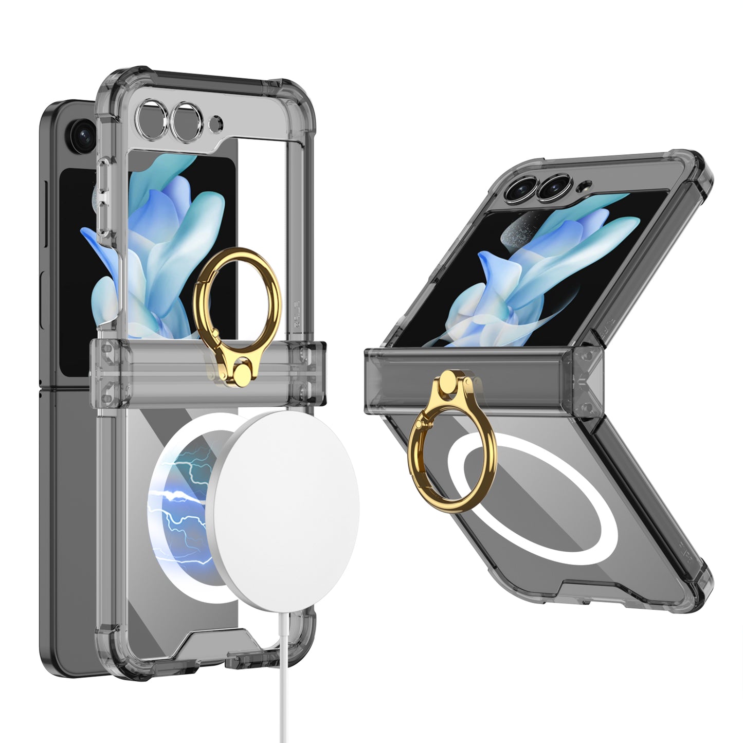 Magnetic MagSafe Airbag Ring Hinge Phone Case For Samsung Galaxy Z Flip5 Flip4 Flip3