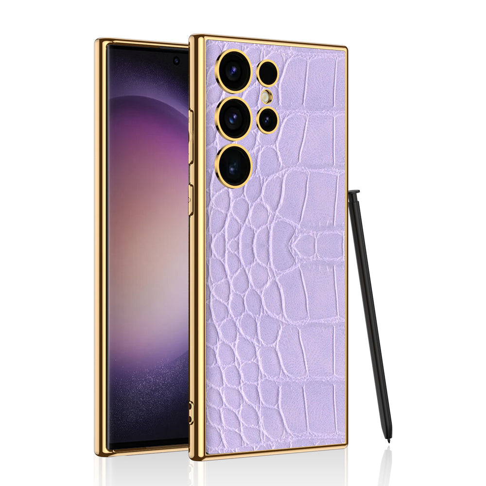 Luxury Leather Electroplated Protective Phone Case For Samsung Galaxy S24 S23 Ultra Plus - Mycasety Mycasety