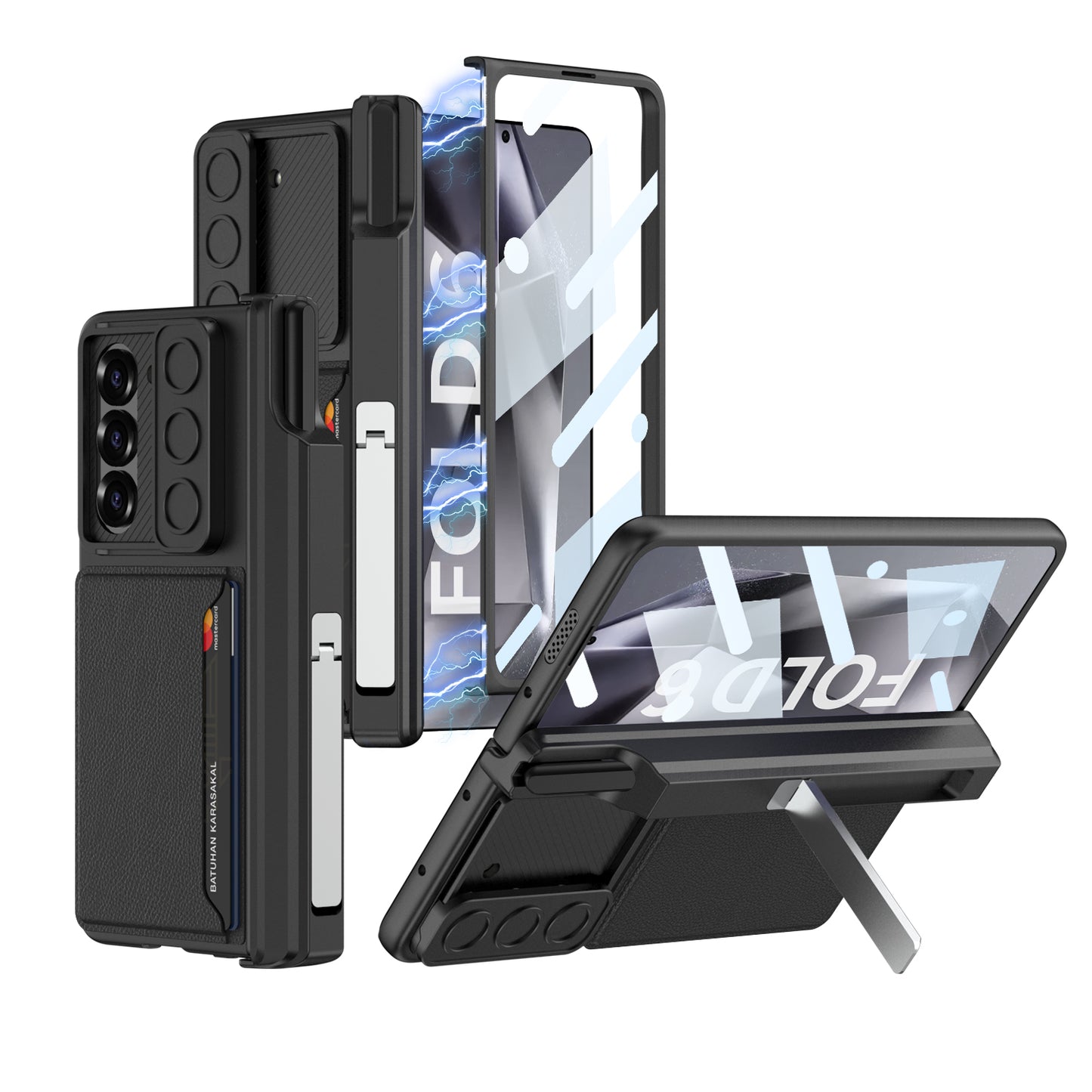 Magnetic Hinge Pen Box Lens Slide Protector Shockproof Phone Case With Screen Protector & Card Holder For Galaxy Z Fold 6