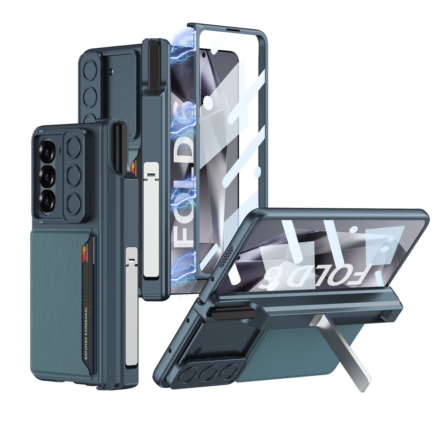 Magnetic Hinge Pen Box Lens Slide Protector Shockproof Phone Case With Screen Protector & Card Holder For Galaxy Z Fold 6