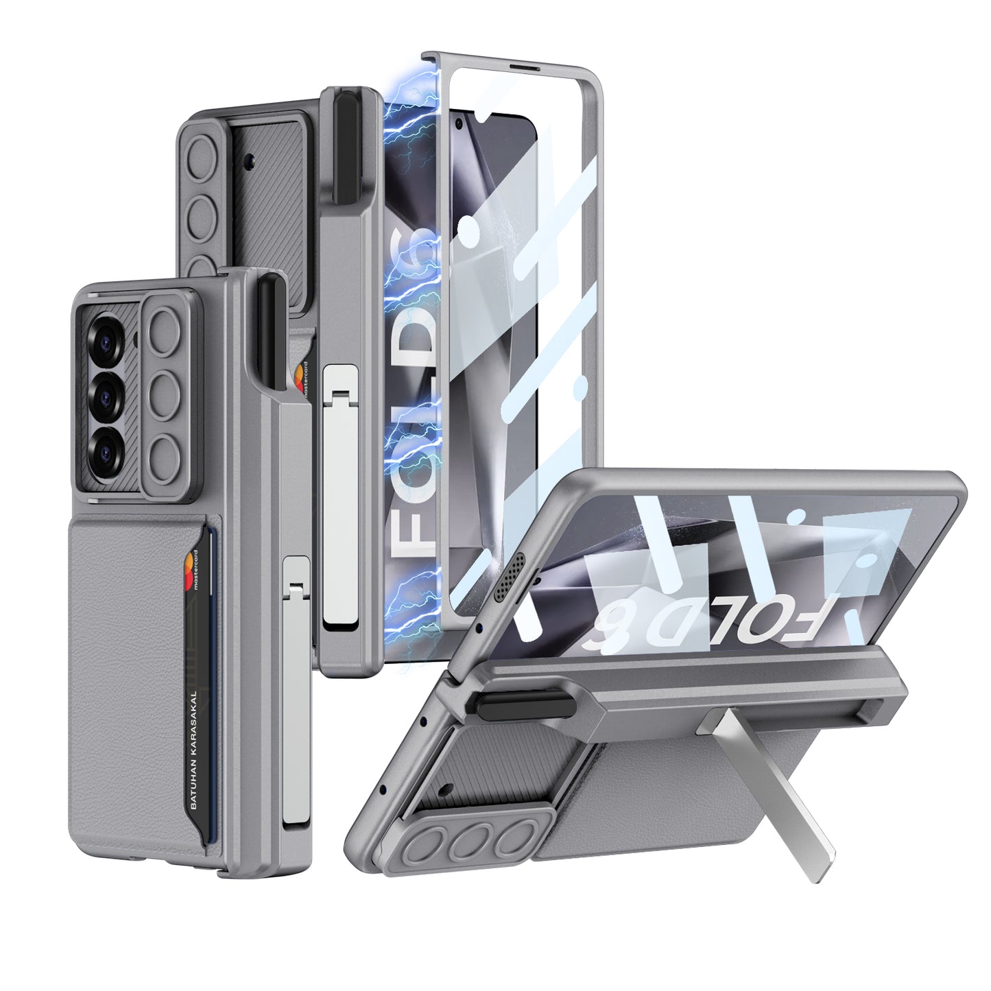 Magnetic Hinge Pen Box Lens Slide Protector Shockproof Phone Case With Screen Protector & Card Holder For Galaxy Z Fold 6