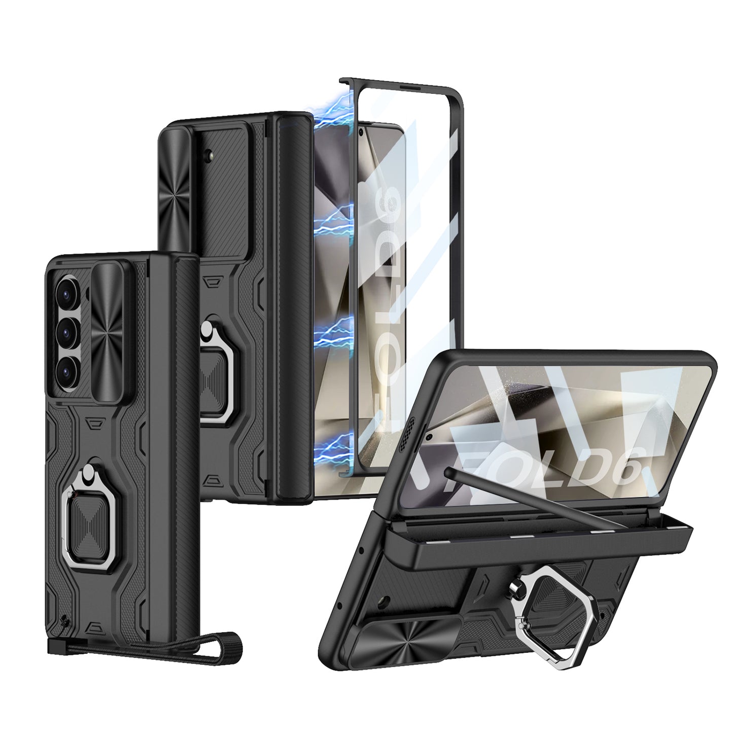 Armor Shockproof Ring Holder Pen Box Phone Case With Screen Protector For Galaxy Z Fold6