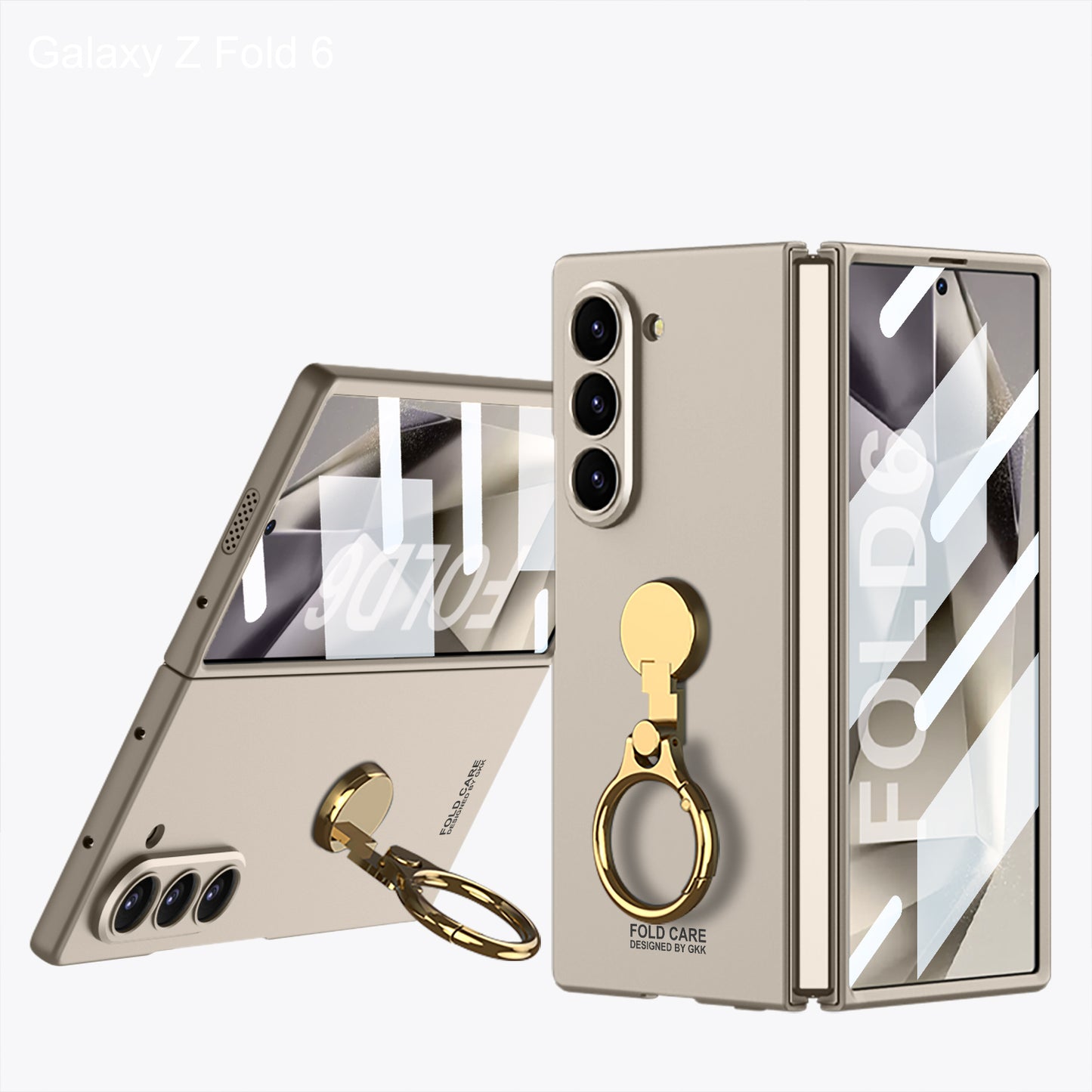 Luxury Shockproof Phone Case With Gold Ring Holder For Galaxy Z Fold 6