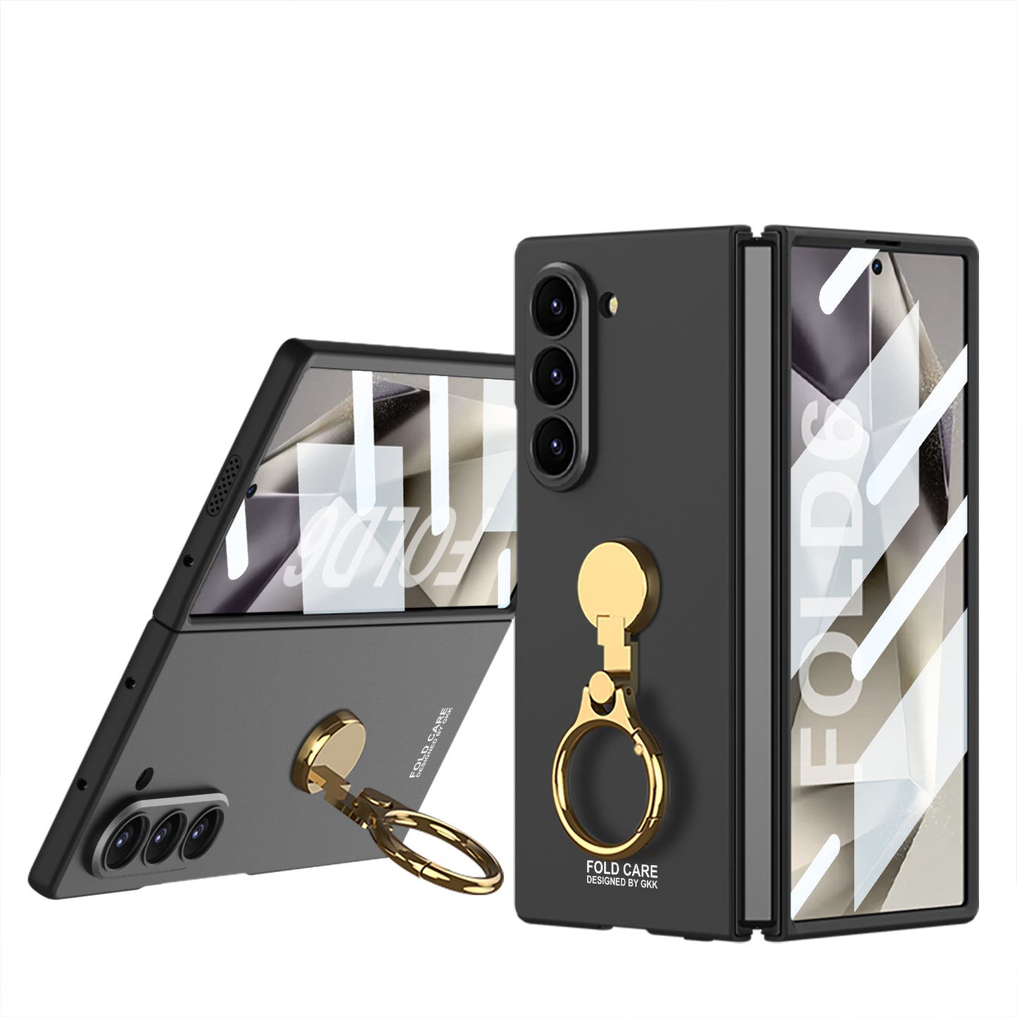 Luxury Shockproof Phone Case With Gold Ring Holder For Galaxy Z Fold 6