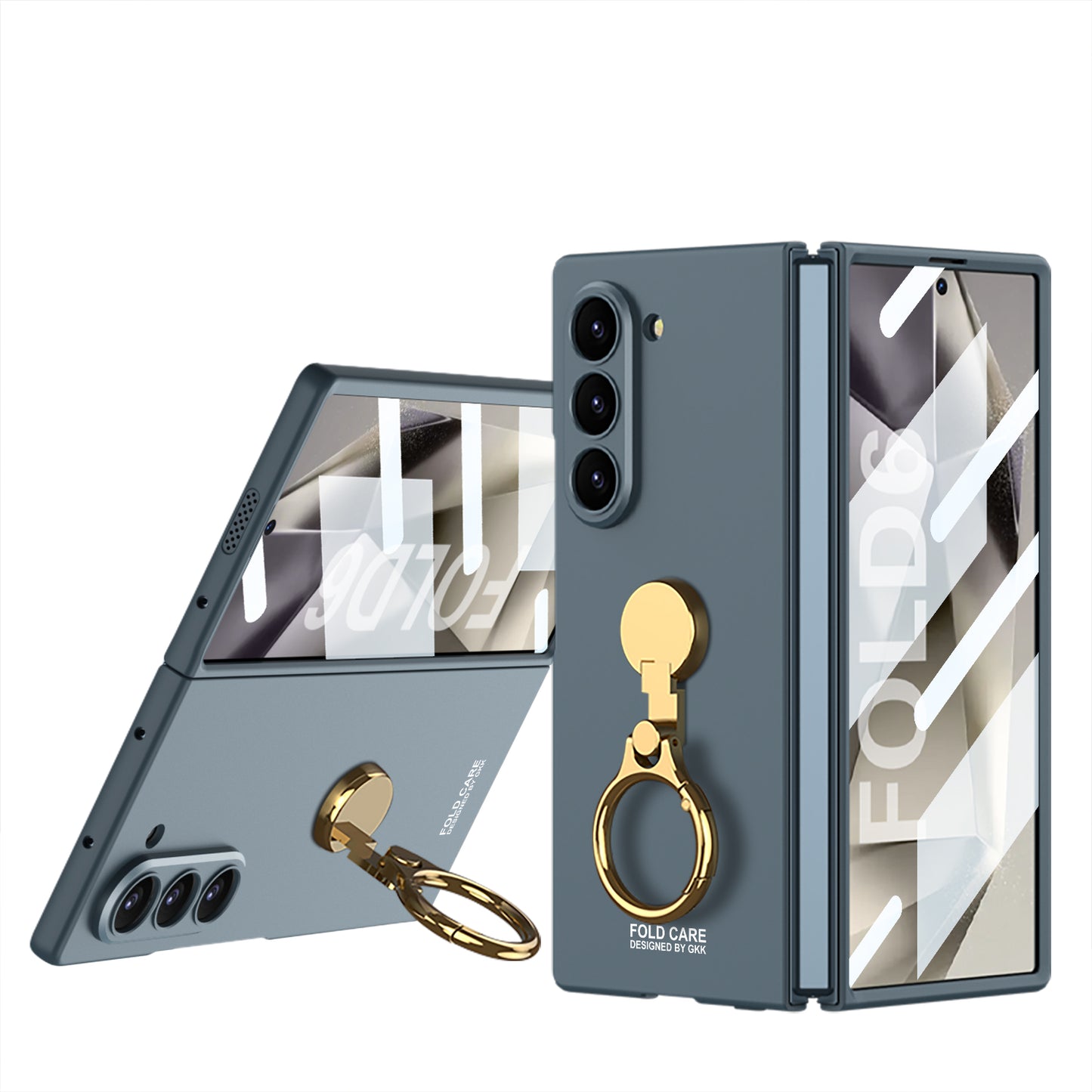 Luxury Shockproof Phone Case With Gold Ring Holder For Galaxy Z Fold 6