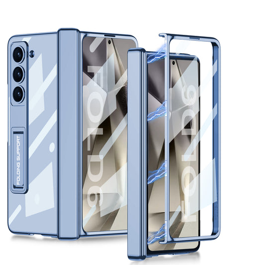 Transparent Magnetic Hinge Bracket Shockproof Phone Case With Screen Protector For Galaxy Z Fold6