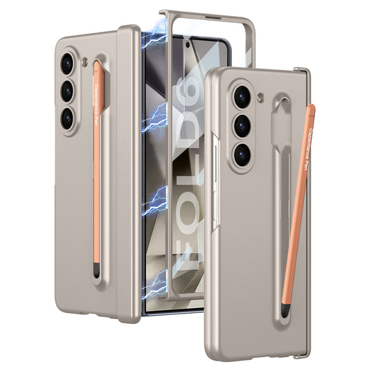 Magnetic Hinge Anti-fall Protective Phone Case With Pen Tray Shell and Film For Galaxy Z Fold6