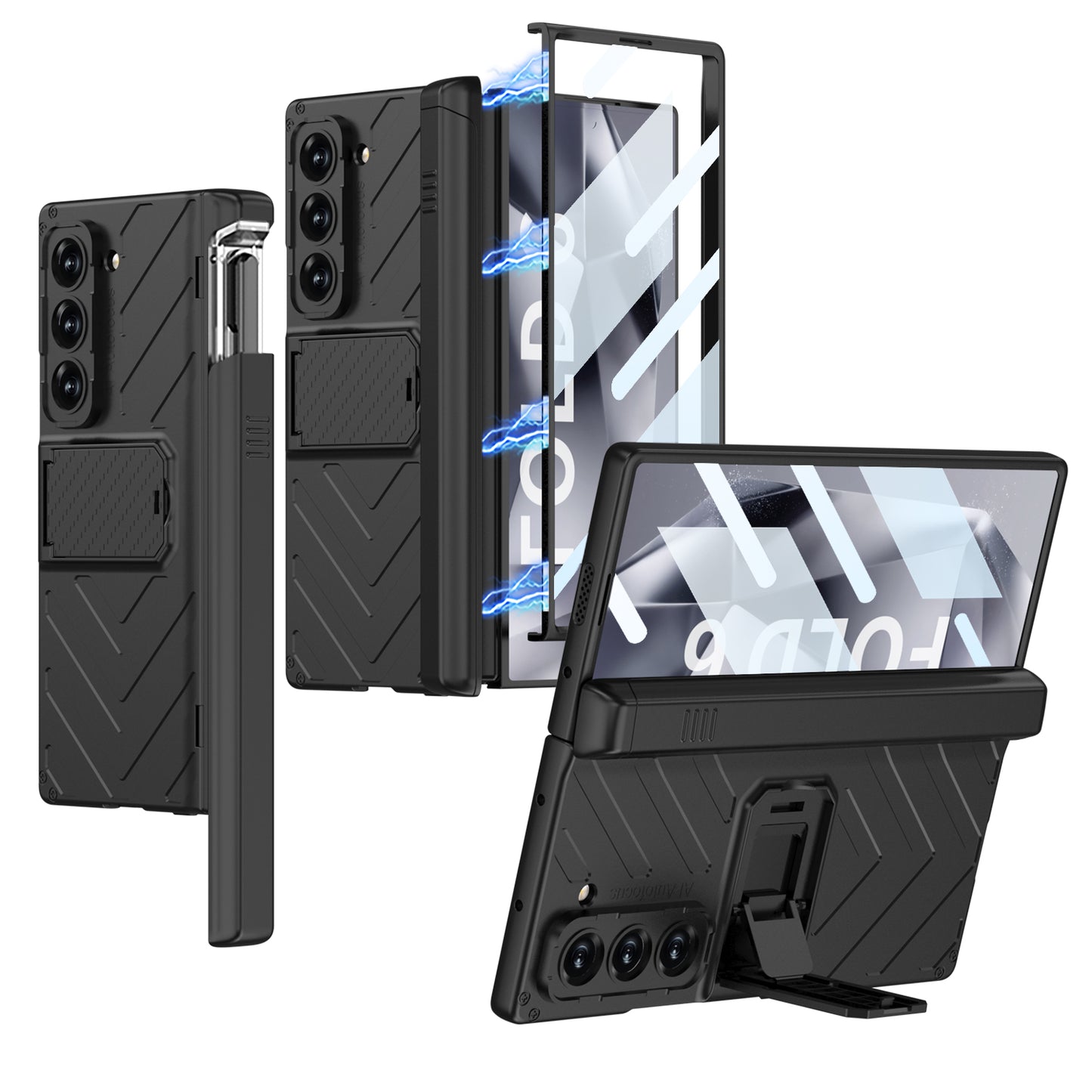 Armor Magnetic Hinge Pen Box Shockproof Phone Case With Screen Protector For Galaxy Z Fold6