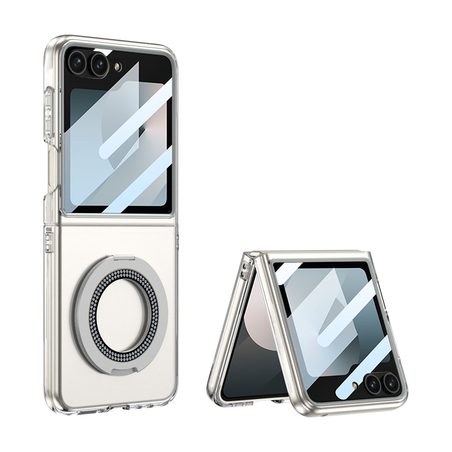 Magnetic Bracket Shockproof Clear Phone Case With Screen Protector For Galaxy Z Flip 6/5