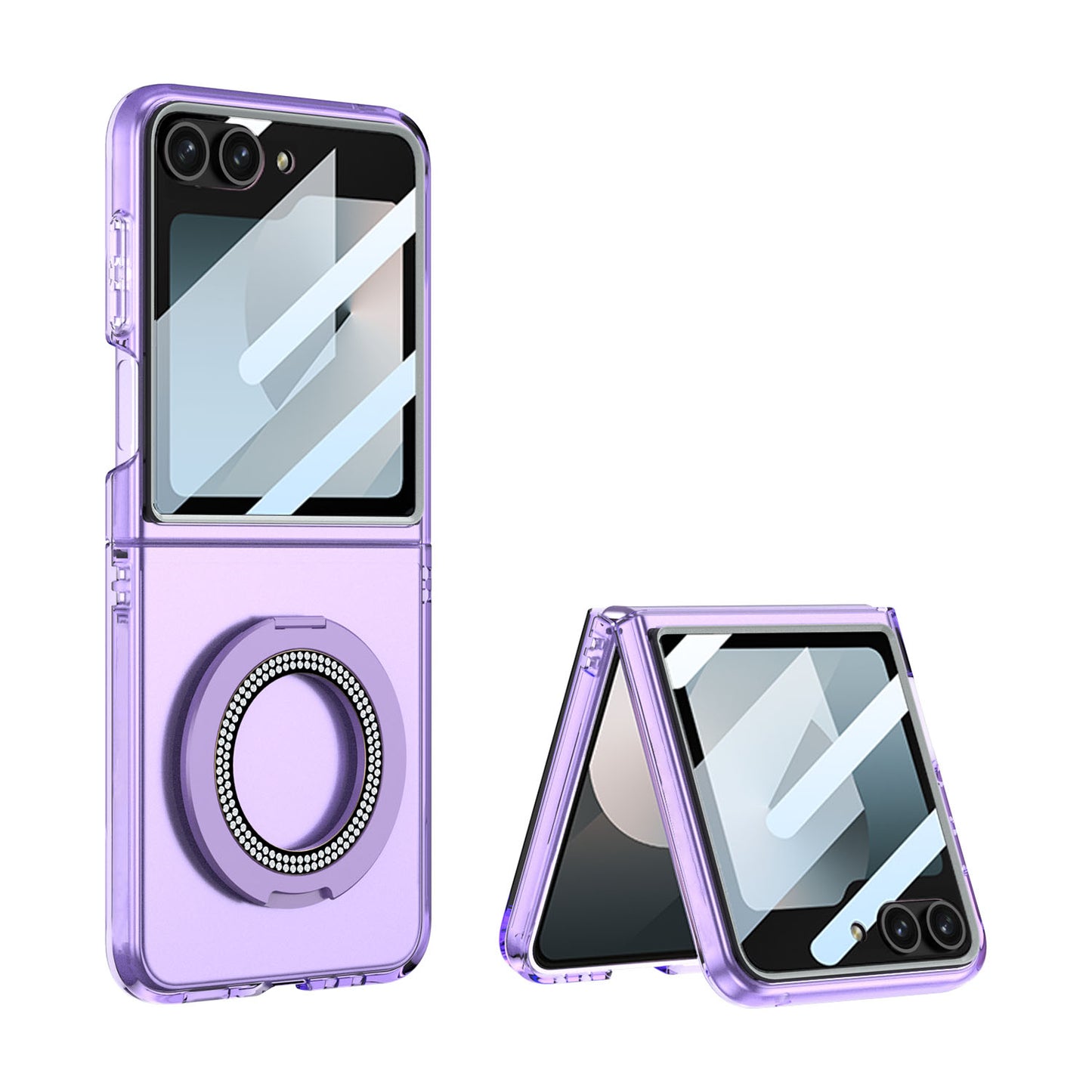 Magnetic Bracket Shockproof Clear Phone Case With Screen Protector For Galaxy Z Flip 6/5