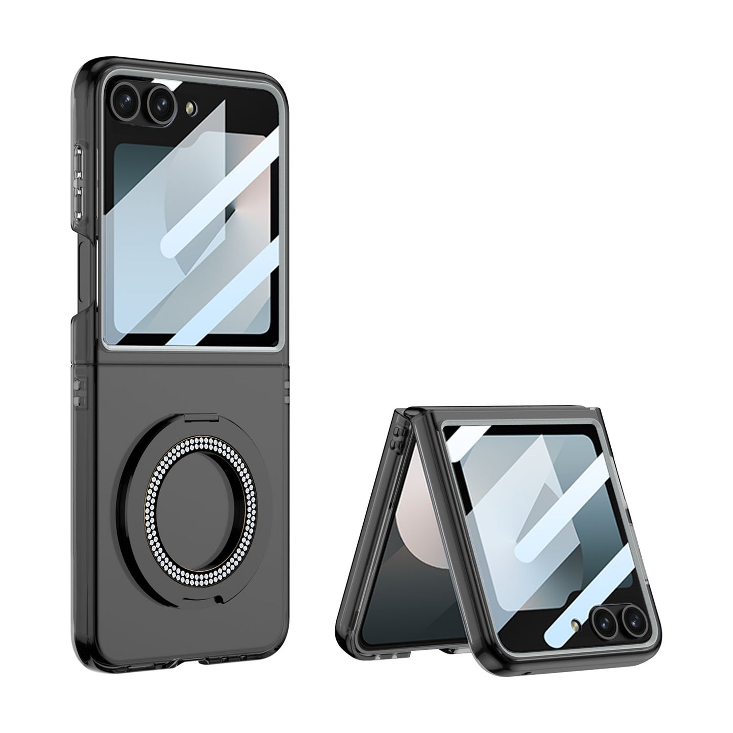 Magnetic Bracket Shockproof Clear Phone Case With Screen Protector For Galaxy Z Flip 6/5