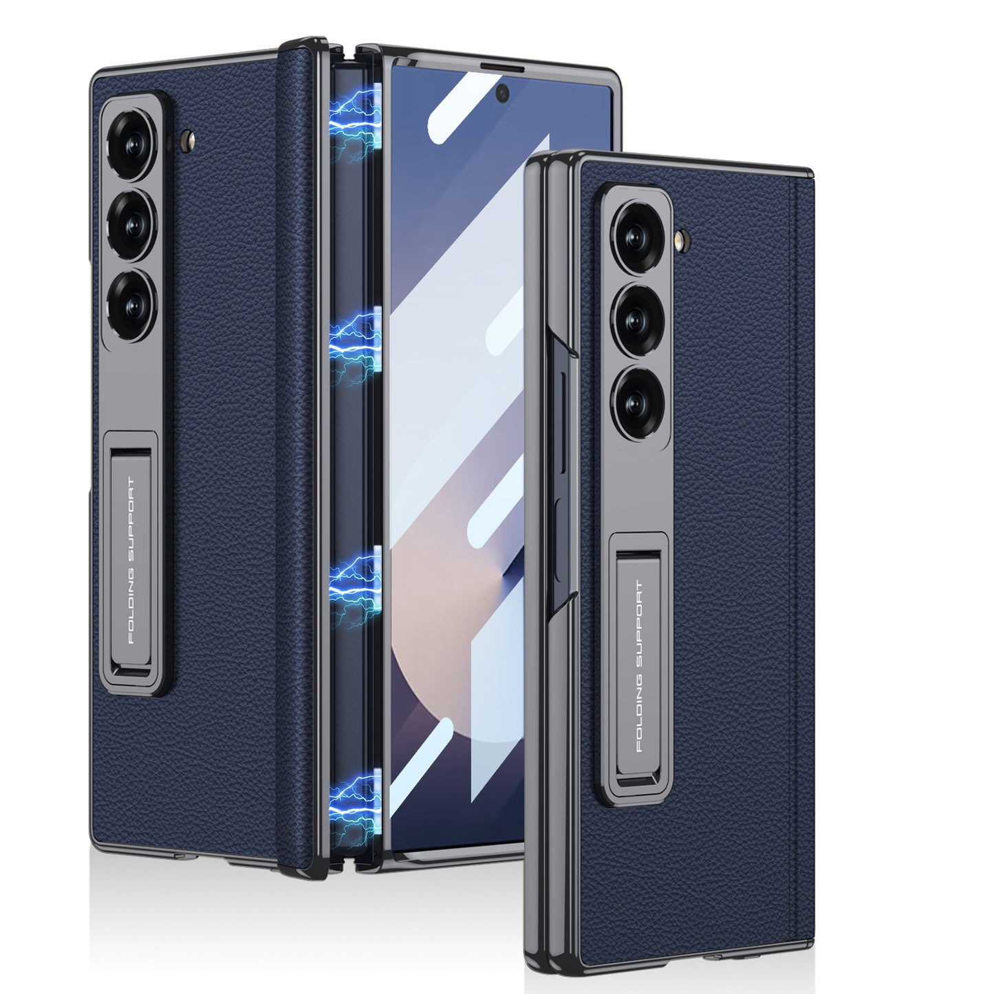 Magnetic Hinge Hidden Bracket All-included Leather Case With Back Screen Protector For Galaxy Z Fold 7/6/5