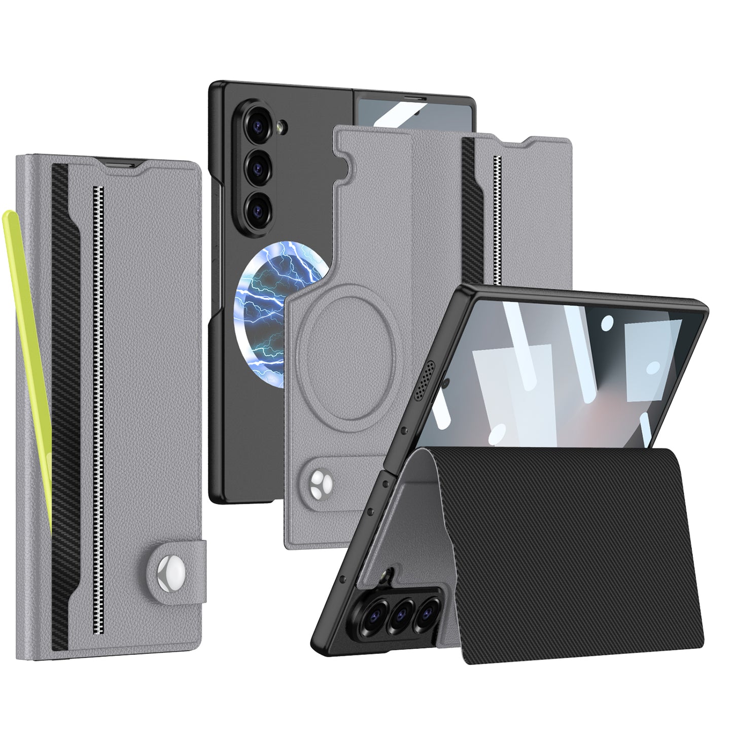 Magnetic Flip Leather Cover Card Holder Anti-Fall Shockproof Phone Case For Galaxy Z Fold6 Fold5