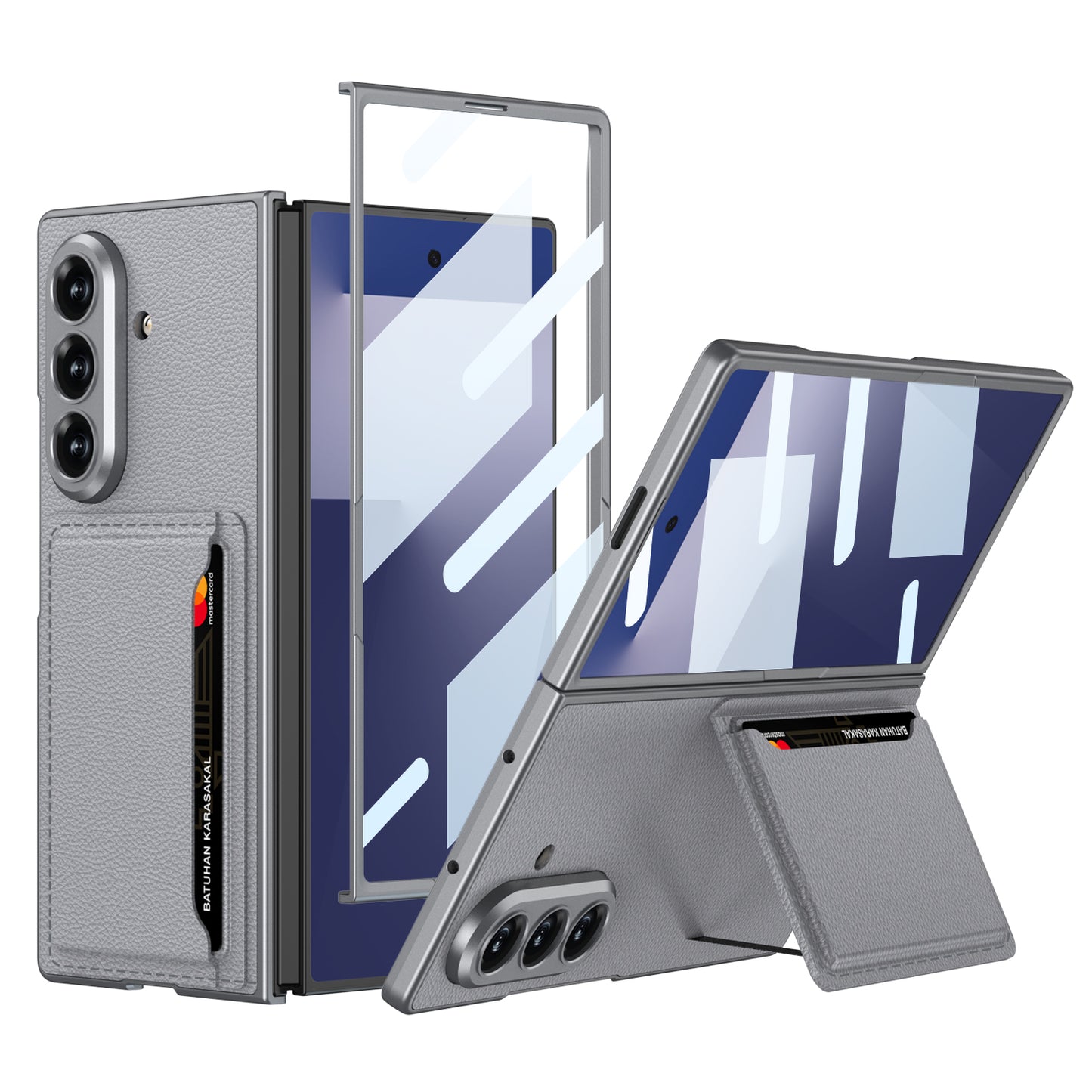 Business-style Leather Card Holderr Phone Case With Back Screen Film For Galaxy Z Fold 7/6/5