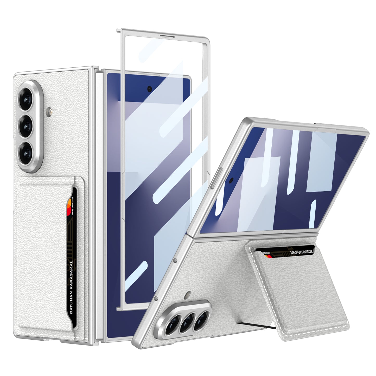 Business-style Leather Card Holderr Phone Case With Back Screen Film For Galaxy Z Fold 7/6/5