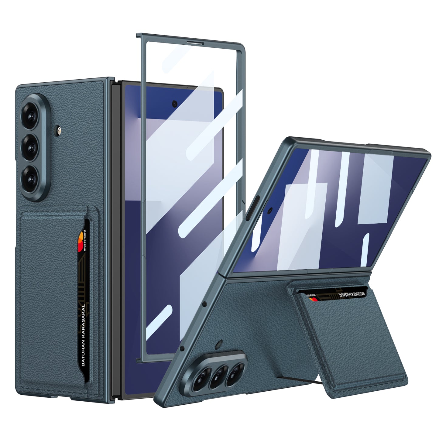 Business-style Leather Card Holderr Phone Case With Back Screen Film For Galaxy Z Fold 7/6/5