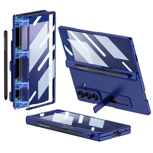 Magnetic Hinge Pen Slot Hidden Bracket All-included Case With Back Screen Protector For Galaxy Z Fold 7/6/5/4/3