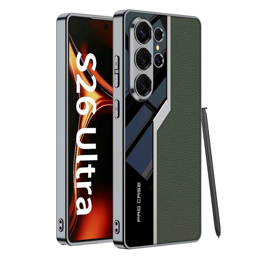 Electroplated Leather Anti-fall Protective Phone Case For Galaxy S26 S25 S24 S23 Ultra Plus