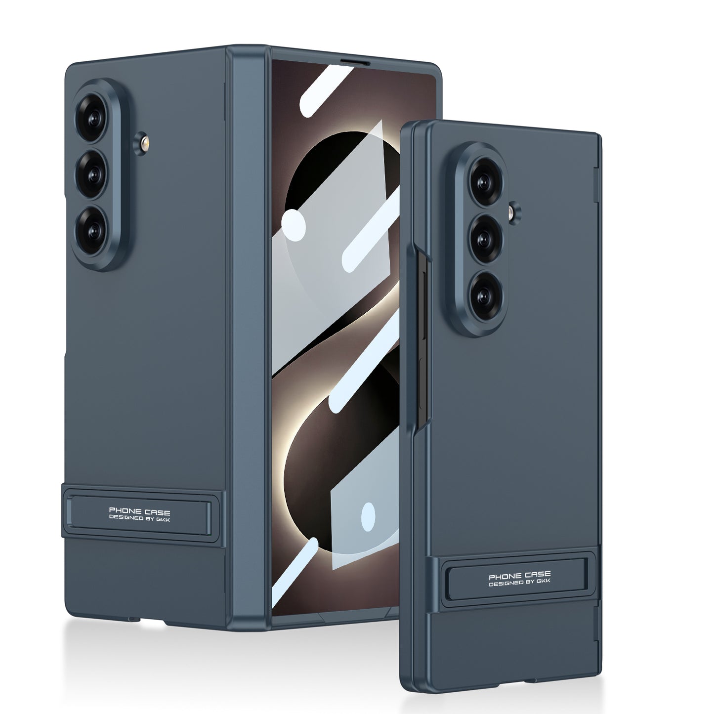 Business-style Bracket Magnetic Hinge Phone Case With Back Screen Film For Galaxy Z Fold 7/8 Ultra Wide