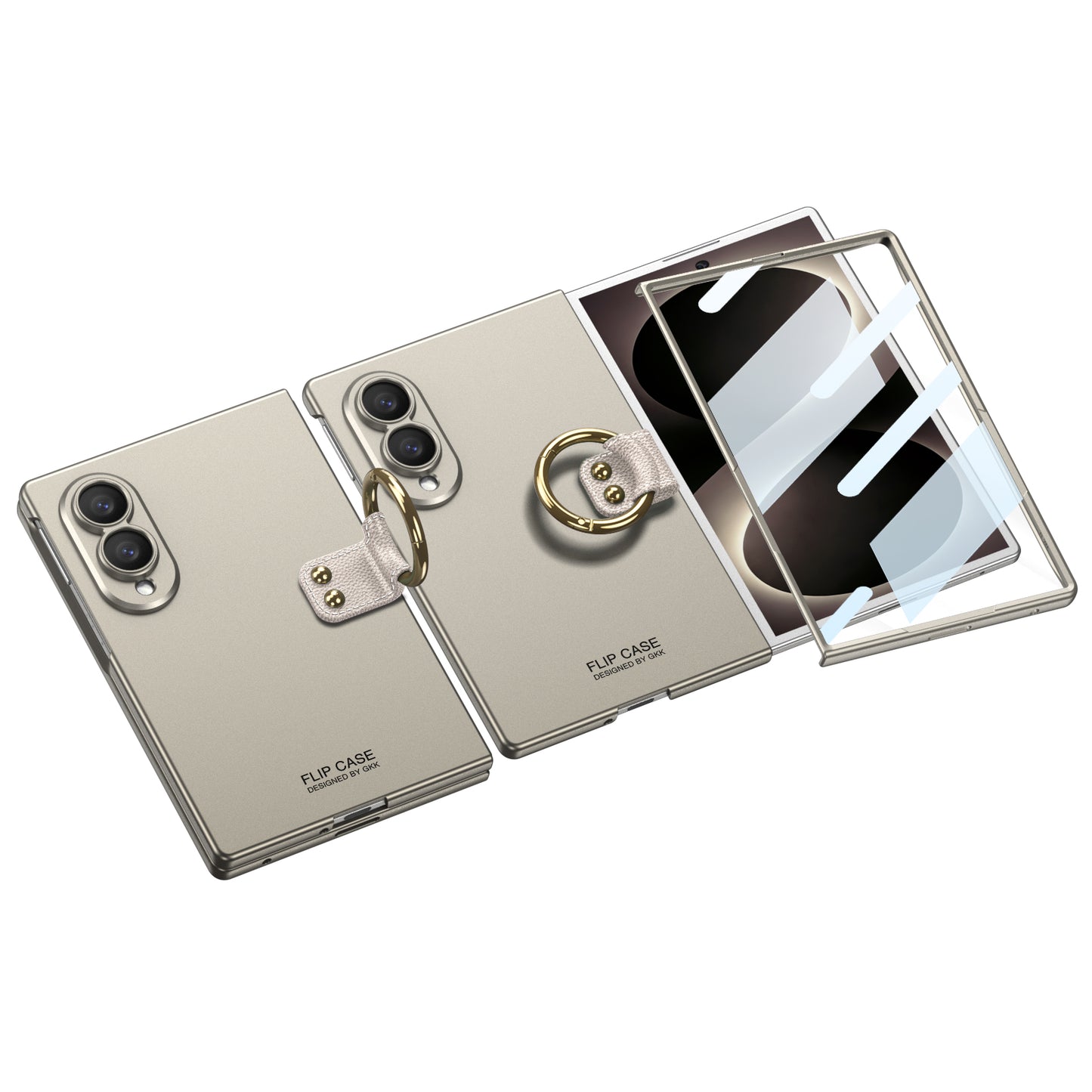 Galaxy Z Fold 8/7/6 Wide Ultra Fashion Phone Case with Built-In Tempered Glass & Ring Holder