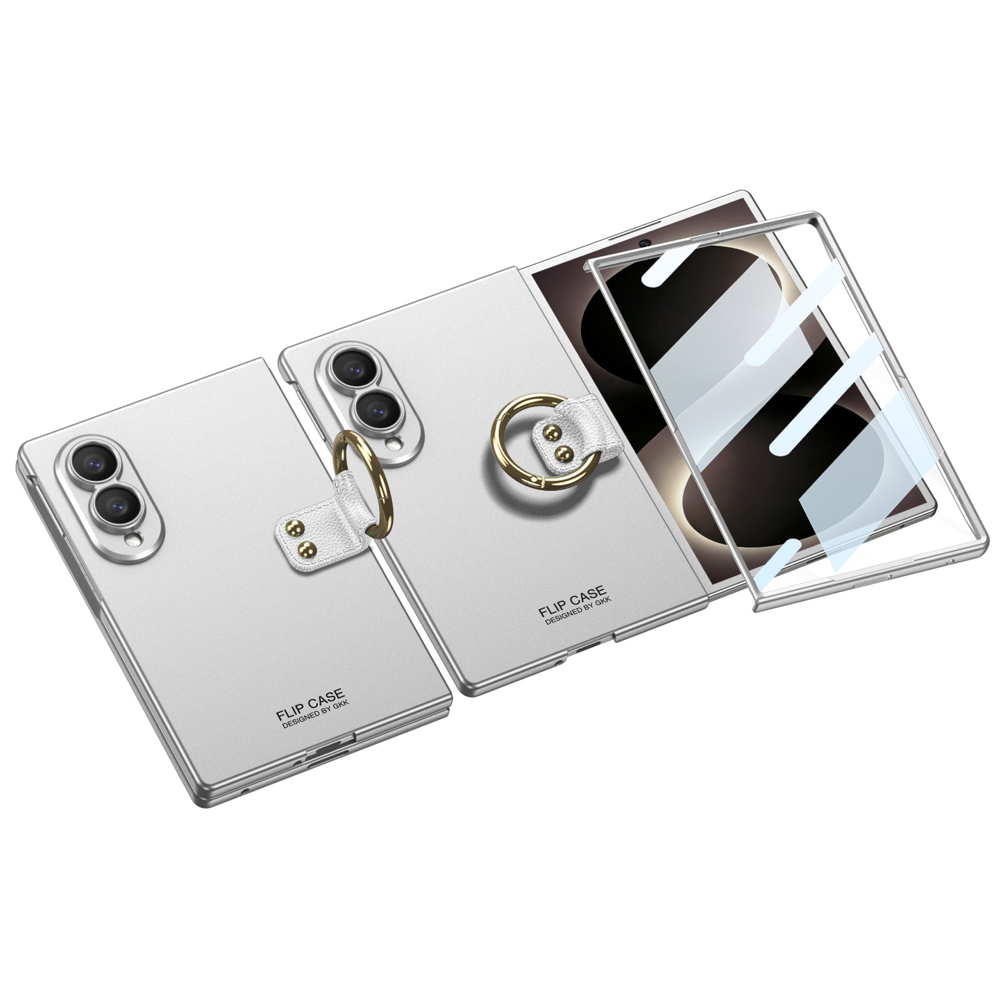 Galaxy Z Fold 8/7/6 Wide Ultra Fashion Phone Case with Built-In Tempered Glass & Ring Holder
