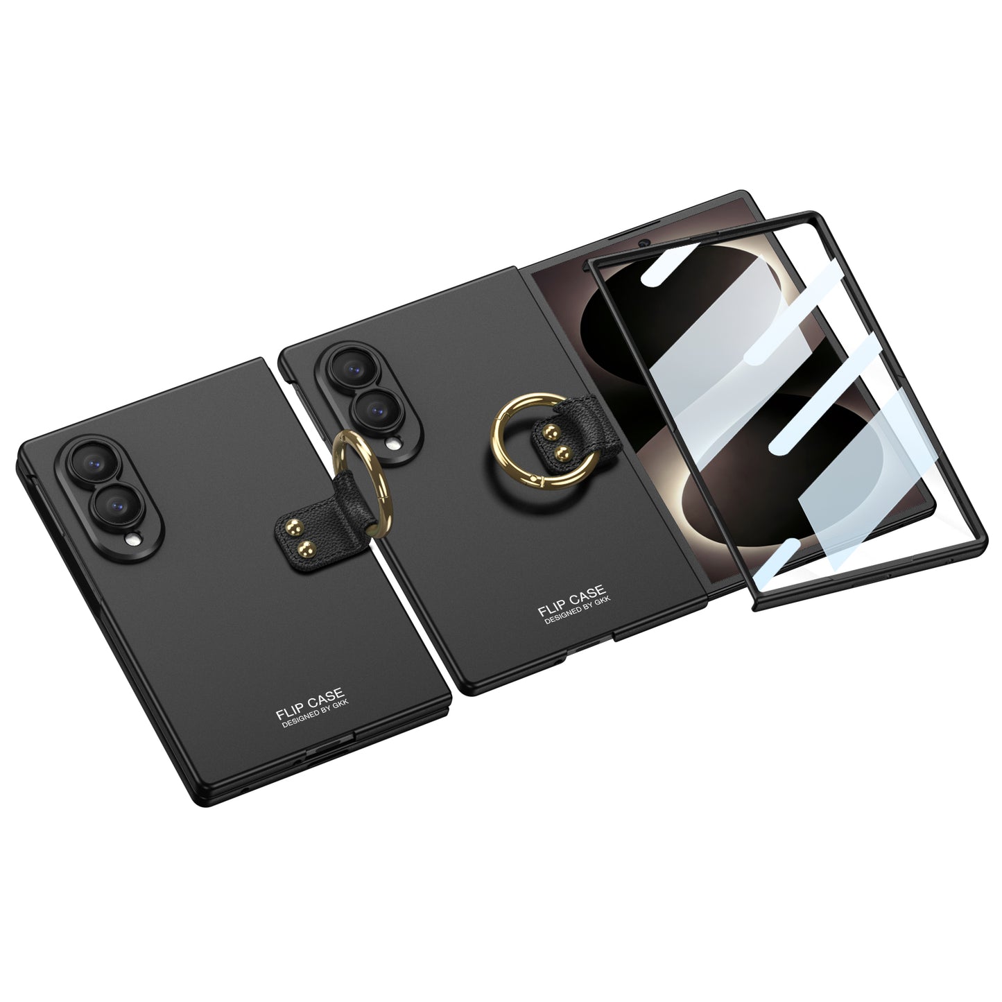 Galaxy Z Fold 8/7/6 Wide Ultra Fashion Phone Case with Built-In Tempered Glass & Ring Holder